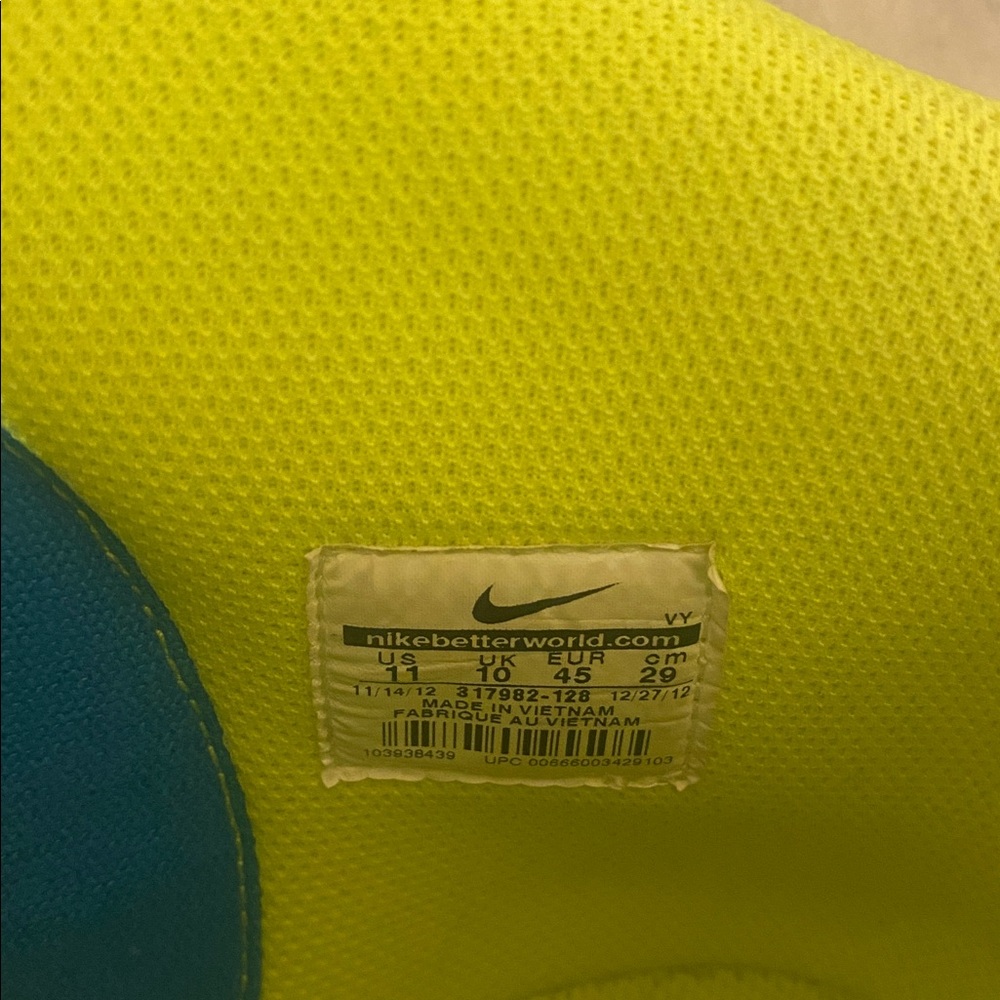 Nike Blue and Neon Yellow High-Top Sneakers - Picture 4 of 8